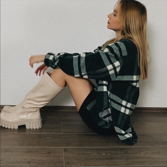 ZARA PLAID OVERSHIRT Green Large - Picture 7 of 14